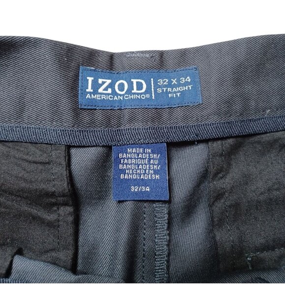 Izod American Chino Wrinkle Free Straight Fit Pants 32x34 Flat Front 100% Cotton - Picture 5 of 9